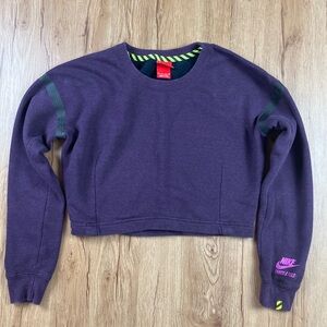 Nike Track & Field Cropped Sweatshirt Purple Neon Trim XS
